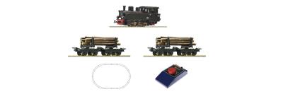 H0e Analogue Starter Set: Steam locomotive and timber train